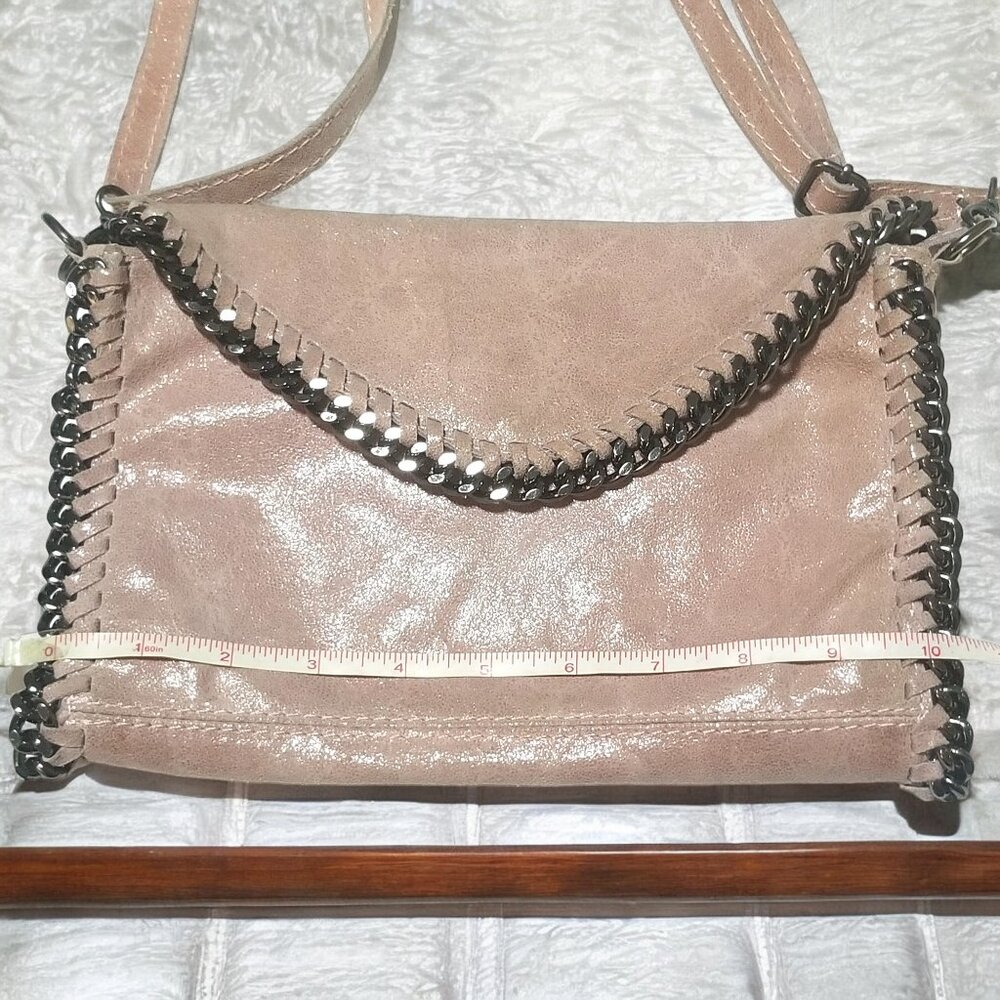 Lavorazione Artigiana Genuine Leather Crossbody Bag Mauve Italy Clutch - Picture 9 of 15